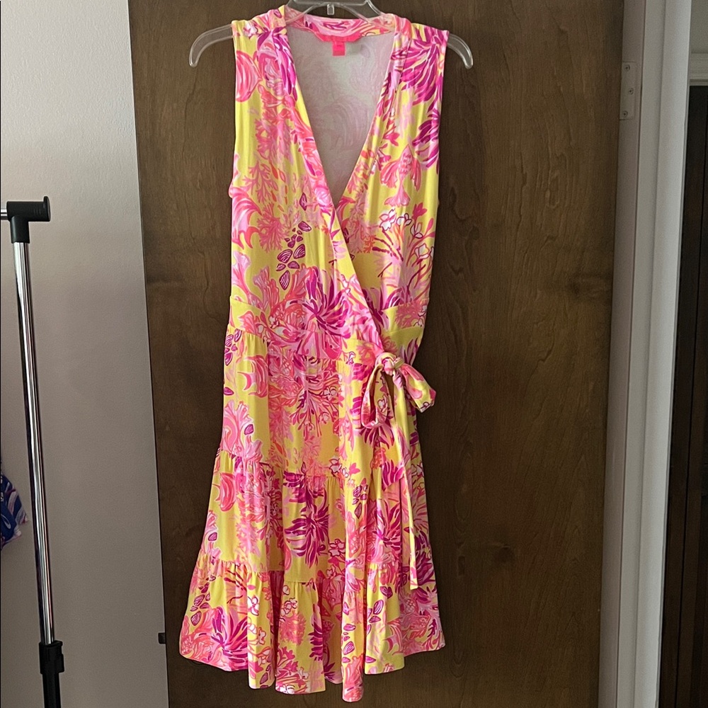 Lilly Pulitzer Folly Floral Wrap Dress In Calla Yellow